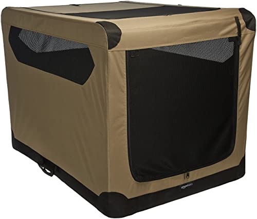 Amazon Basics 2-Door Collapsible Soft-Sided Folding Travel Crate Dog Kennel, X-Large,...