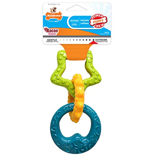 Nylabone Puppy Power Chew Puppy Teething Rings Bacon Flavor Small/Regular - Up to 25...