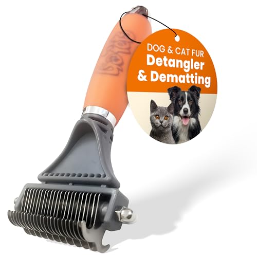 GoPets 2-Sided Dematting Comb - Professional Grooming Rake for Cats & Dogs, Long Hair...