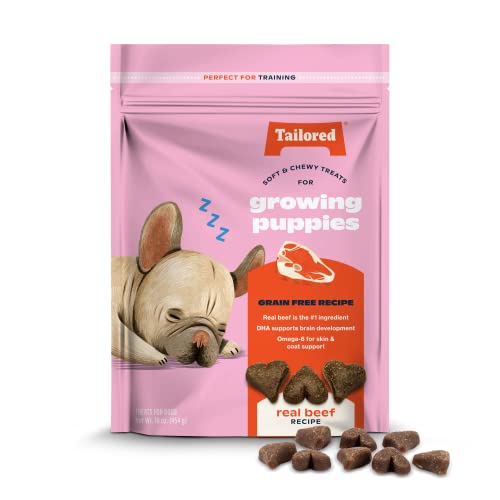 Tailored Pet - Natural Soft & Chewy Puppy Treats with Real Beef, Supports Brain...