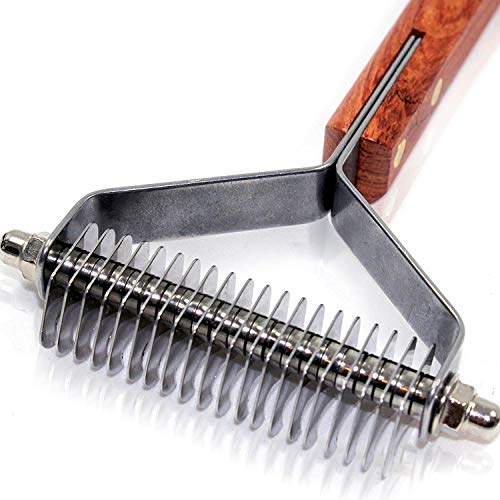 PawsPamper Professional Grooming Rake for Dogs & Cats | Tug-Free Deshedding |...