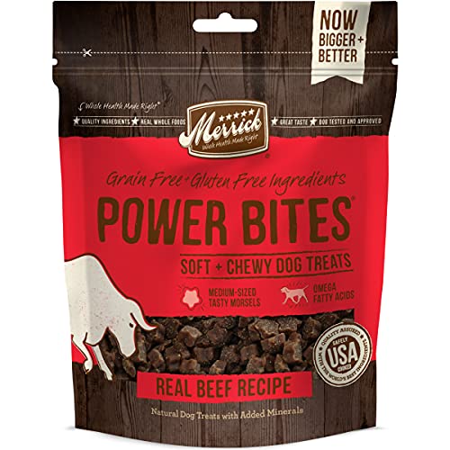 Merrick Power Bites Natural Soft And Chewy Real Meat Dog Treats, Grain Free Snack...