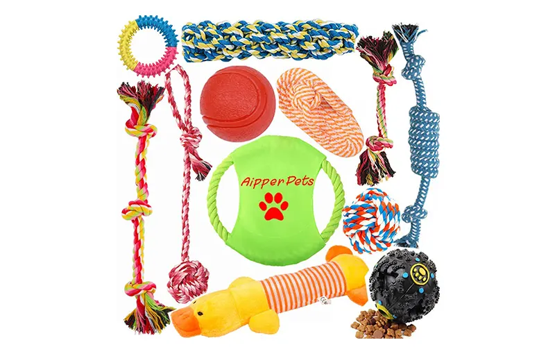 Second best chew toy for Goldendoodle puppy by Aipper Dog Puppy Toys 12 Pack