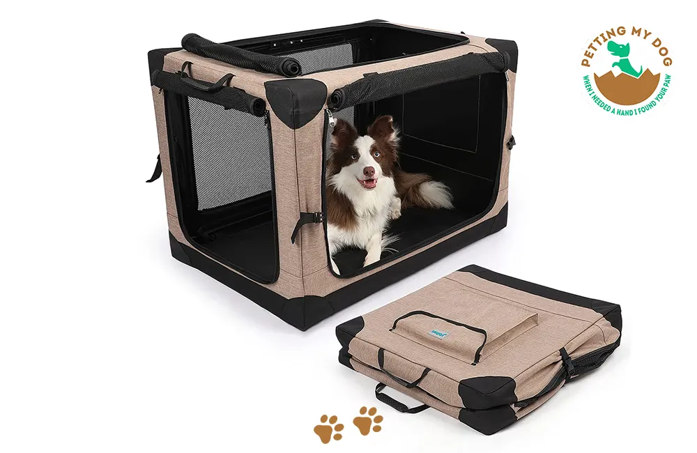 Foldable soft-sided dog crate type